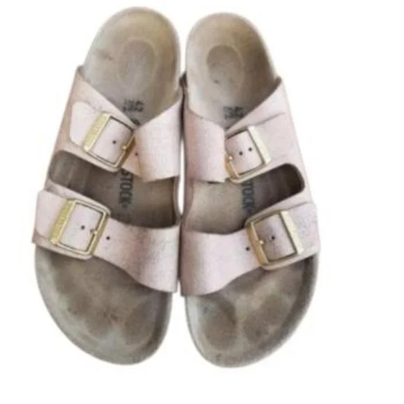 42 Birkenstock Shimmer Distress Rose Pink Slip On Sandal Birks Shoe Women 11 - Picture 13 of 14